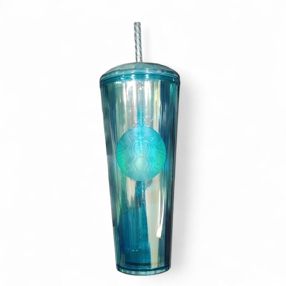 Blue Starbucks tumbler with lid